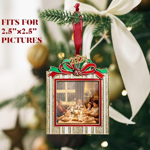 🆕Christmas Tree Ornament Picture Frame Holiday Keepsake Home Decor Pendant Gift - Picture 5 of 7